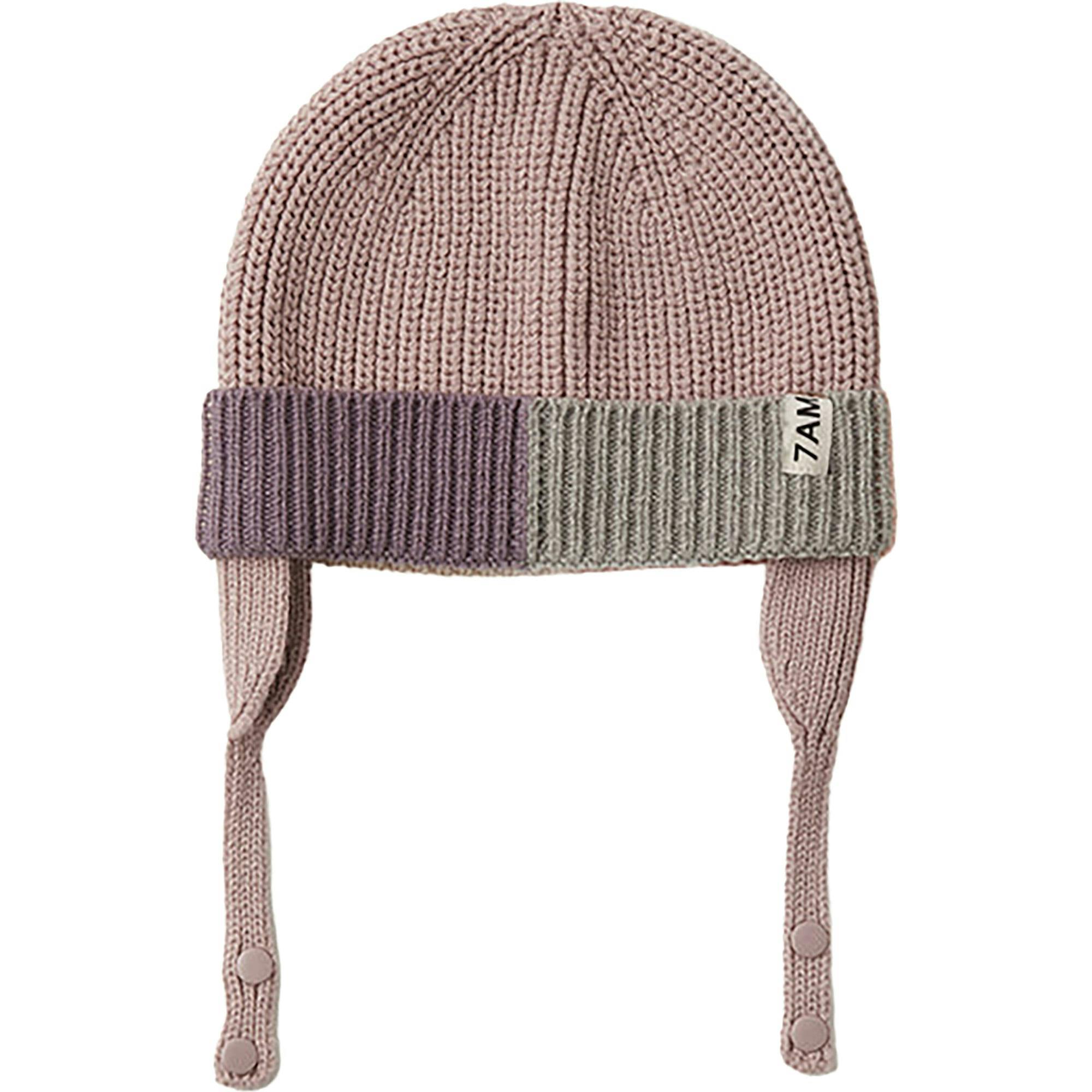 Chunky Ribbed Knit Chin Strap Snap Earflaps Elastic Fit Beanie
