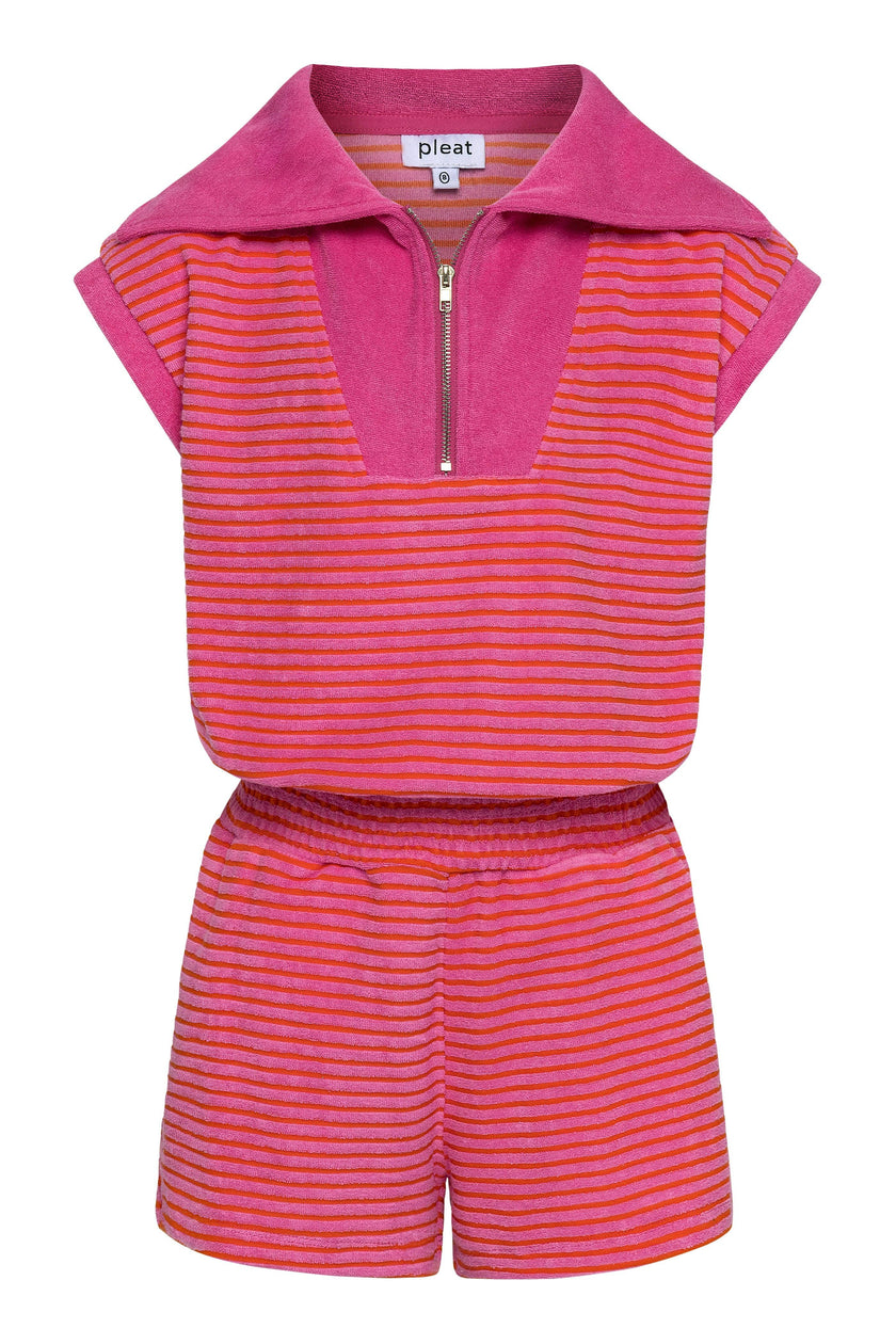 Wynne Romper Pink/Orange French Terry