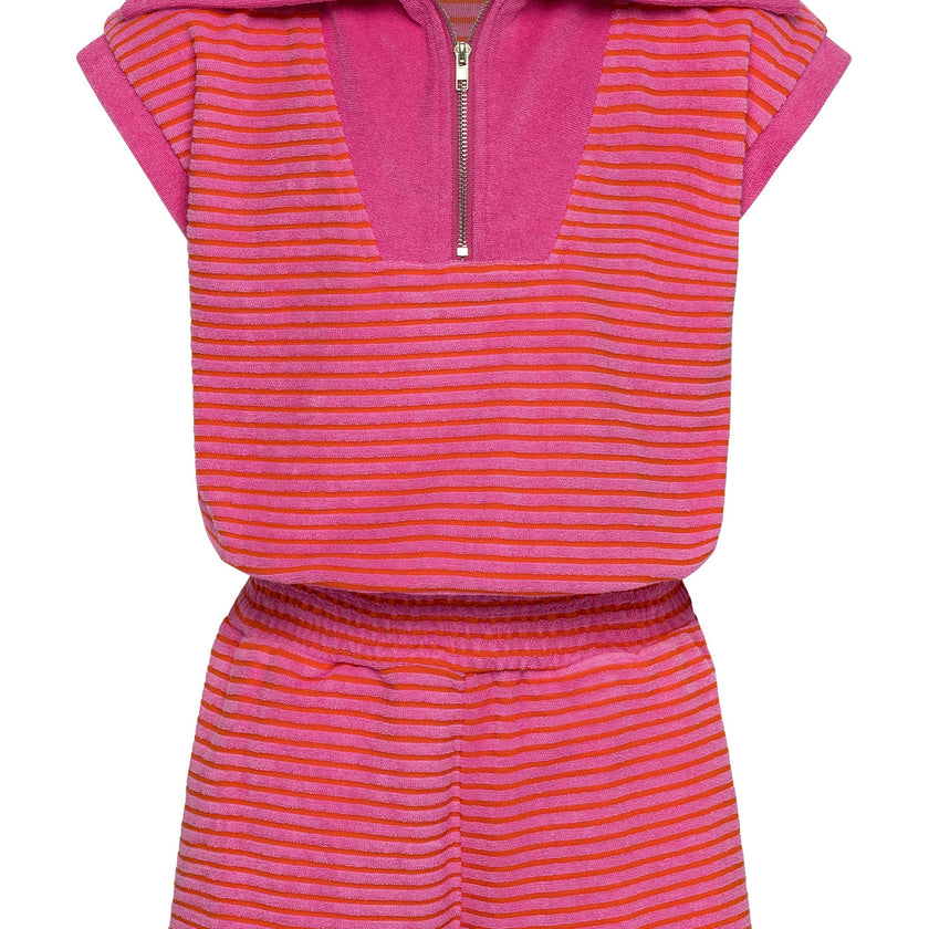 Wynne Romper Pink/Orange French Terry