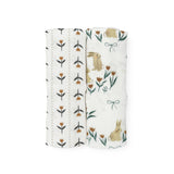Stretch Knit Swaddle Blanket 2 Pack - Bunnies and Tulips