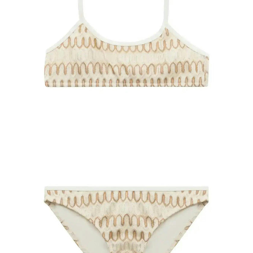 Girls' two-piece swimsuit, white crochet | SUNSET 2P