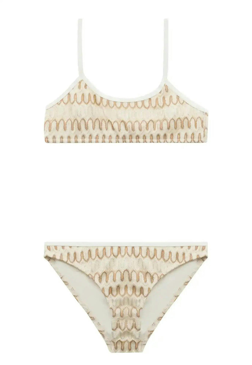 Girls' two-piece swimsuit, white crochet | SUNSET 2P