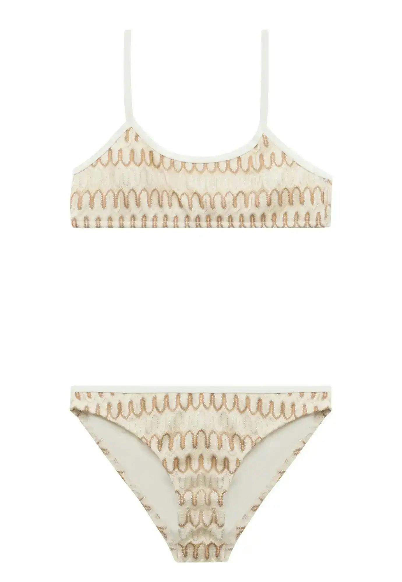Girls' two-piece swimsuit, white crochet | SUNSET 2P