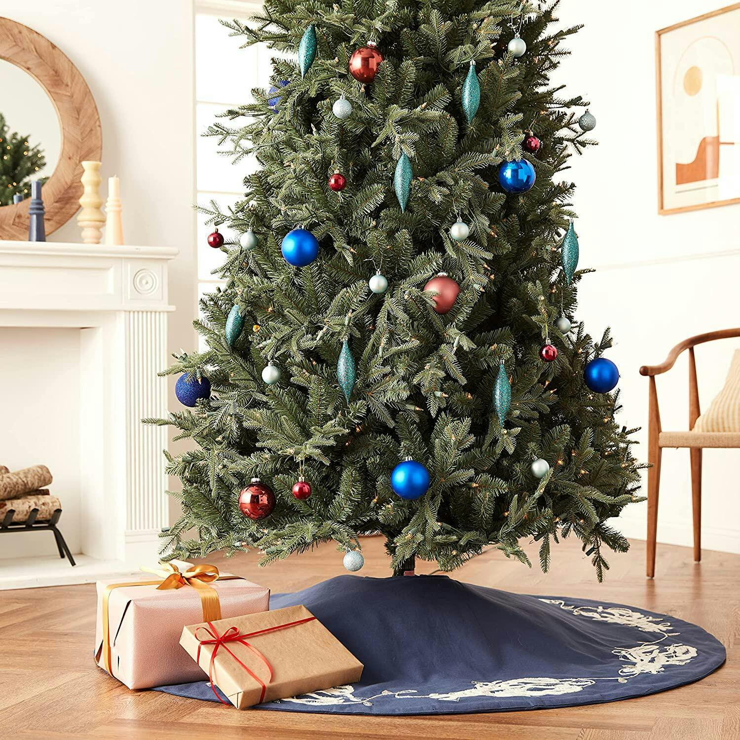 Handmade Christmas Tree Skirt - Lobsters on Navy Blue Cotton - 60