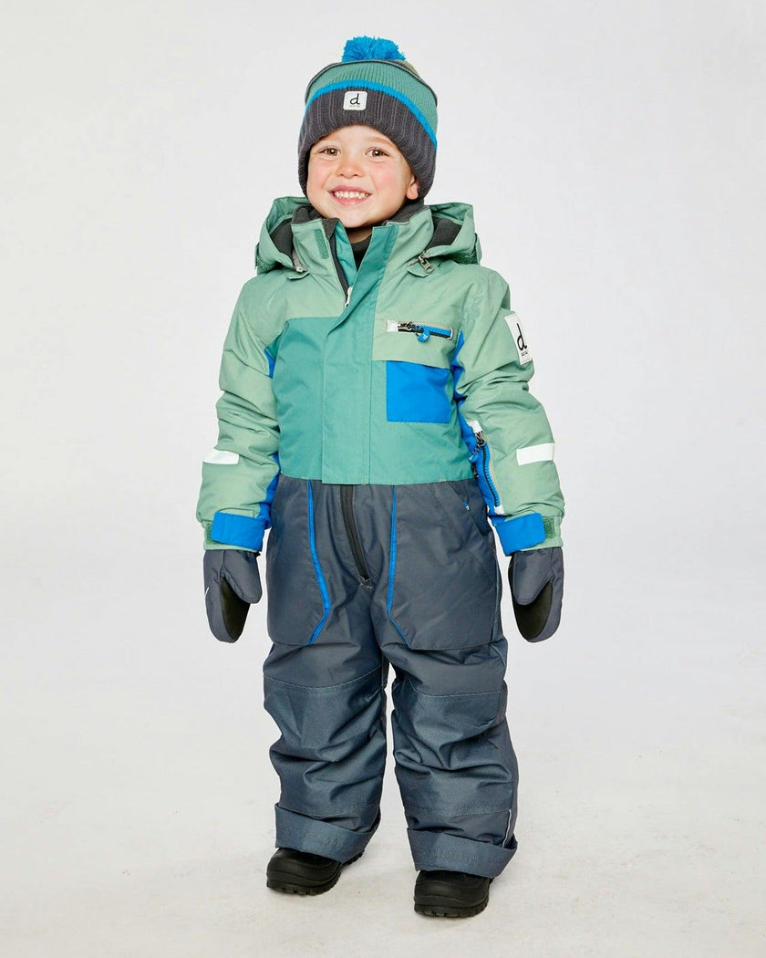 Kids One Piece Play Snowsuit Sage Green And Grey