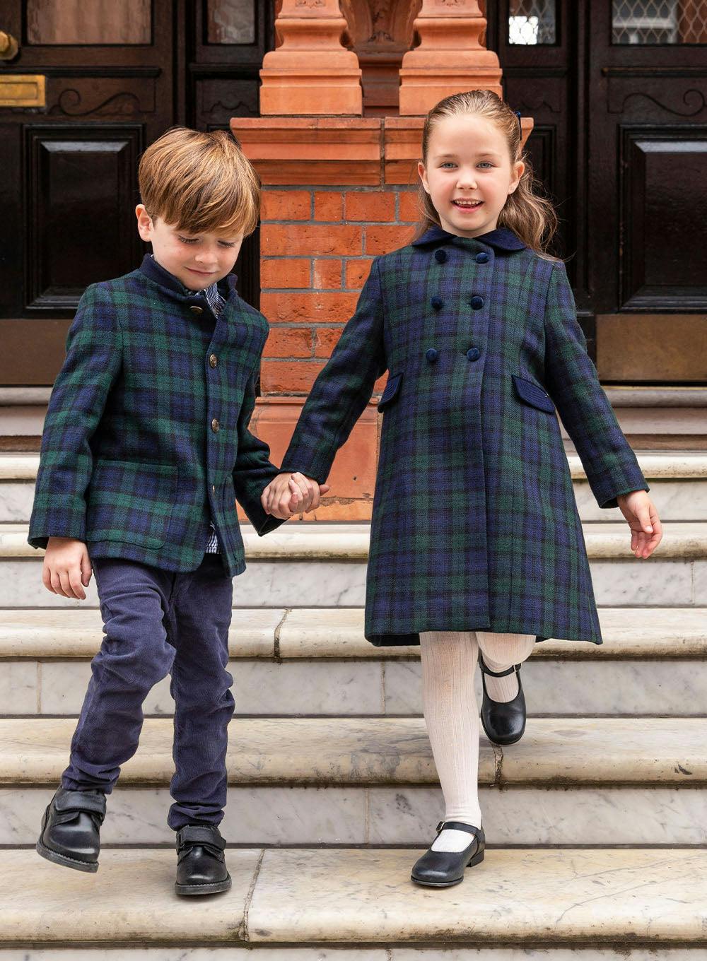 Classic Coat in Navy Plaid