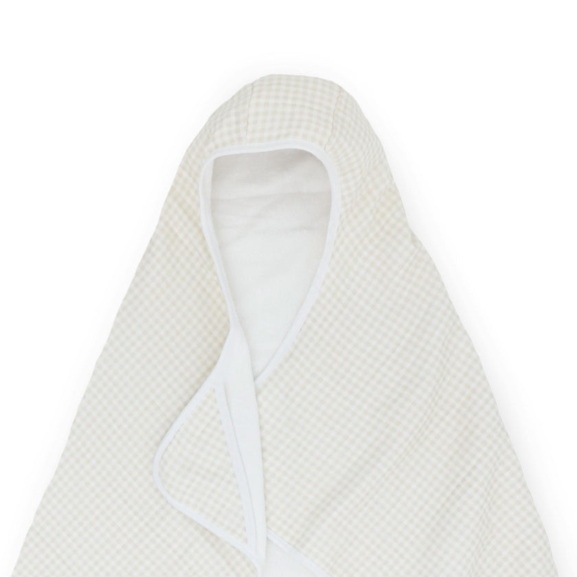 Toddler Hooded Towel - Tan Gingham