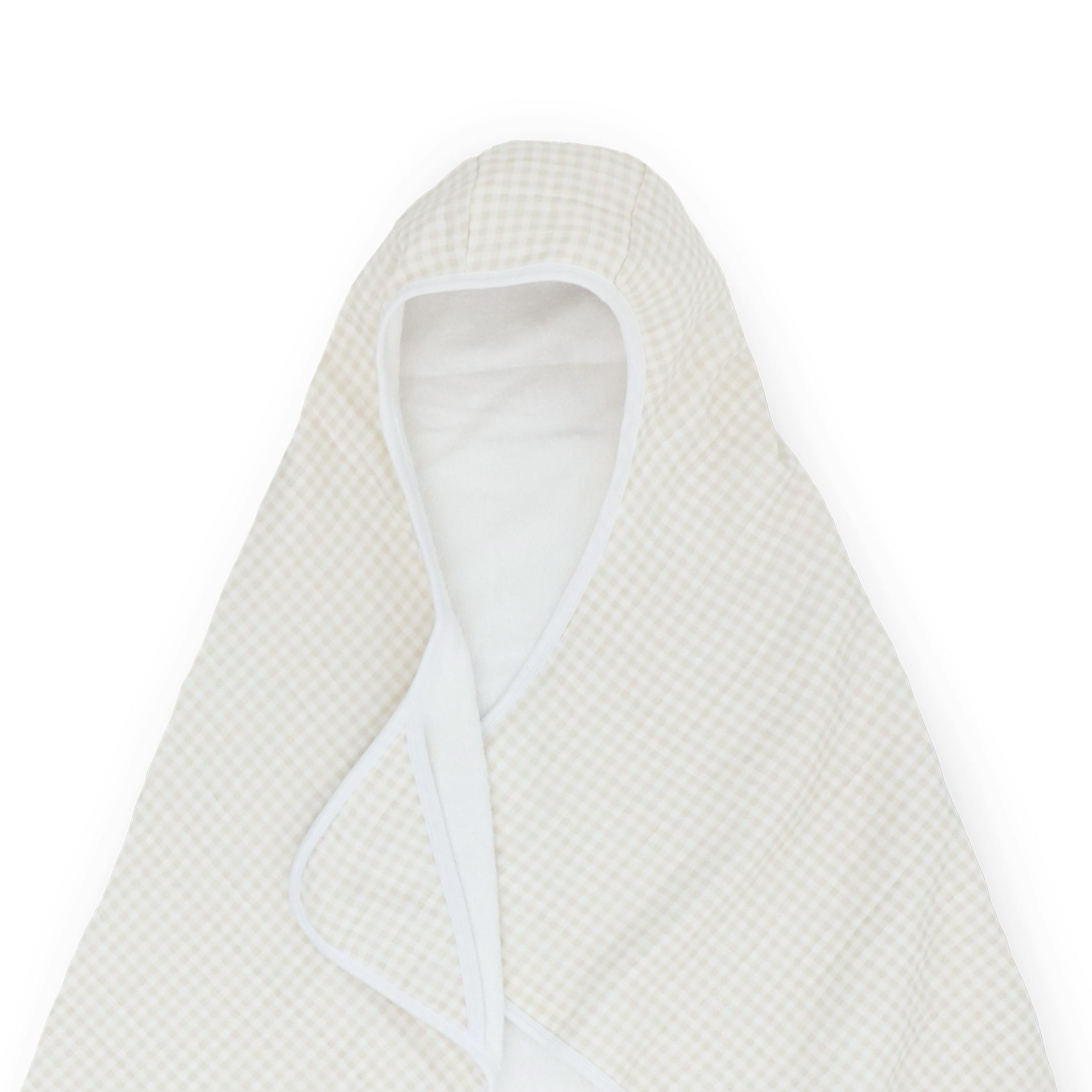 Toddler Hooded Towel - Tan Gingham