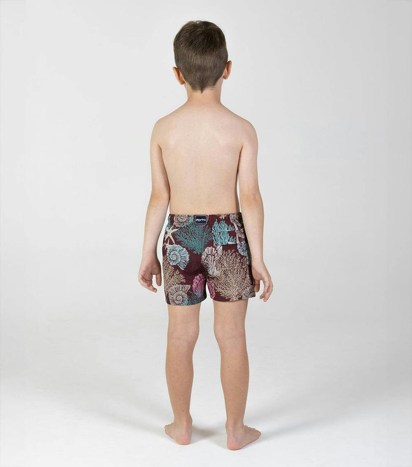 boys swim shorts burgundy corals