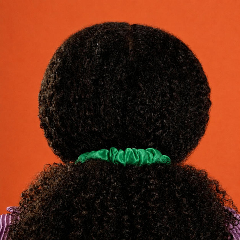 Deep Green Silk Scrunchies