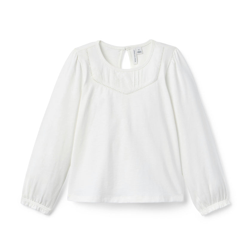 Pintuck Top, white