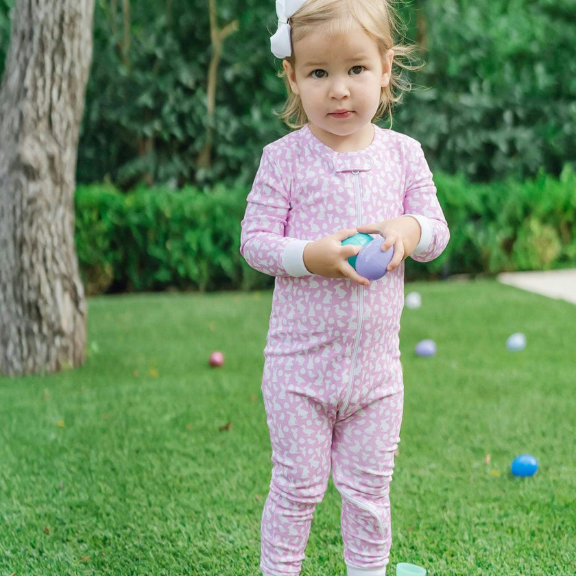 Parker Girls' Zipper Pajama - Easter Time Pink