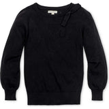 Organic Bow Detail Pointelle Sweater, Black