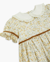 Antonella Dress Beige Mustard Floral