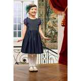 Camelia Navy Cotton Smocked Dress