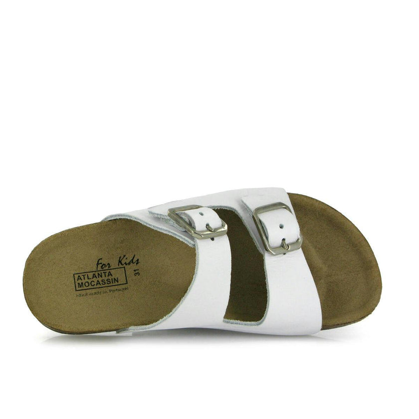 Smooth Leather Two Velcro Sandal, White