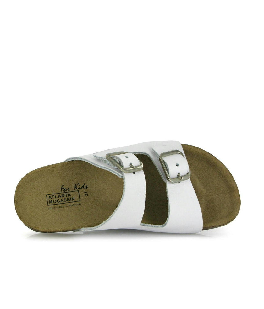 Smooth Leather Two Velcro Sandal, White