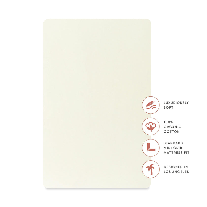 Mini Crib Sheet in GOTS Certified Organic Brushed Cotton in Ivory