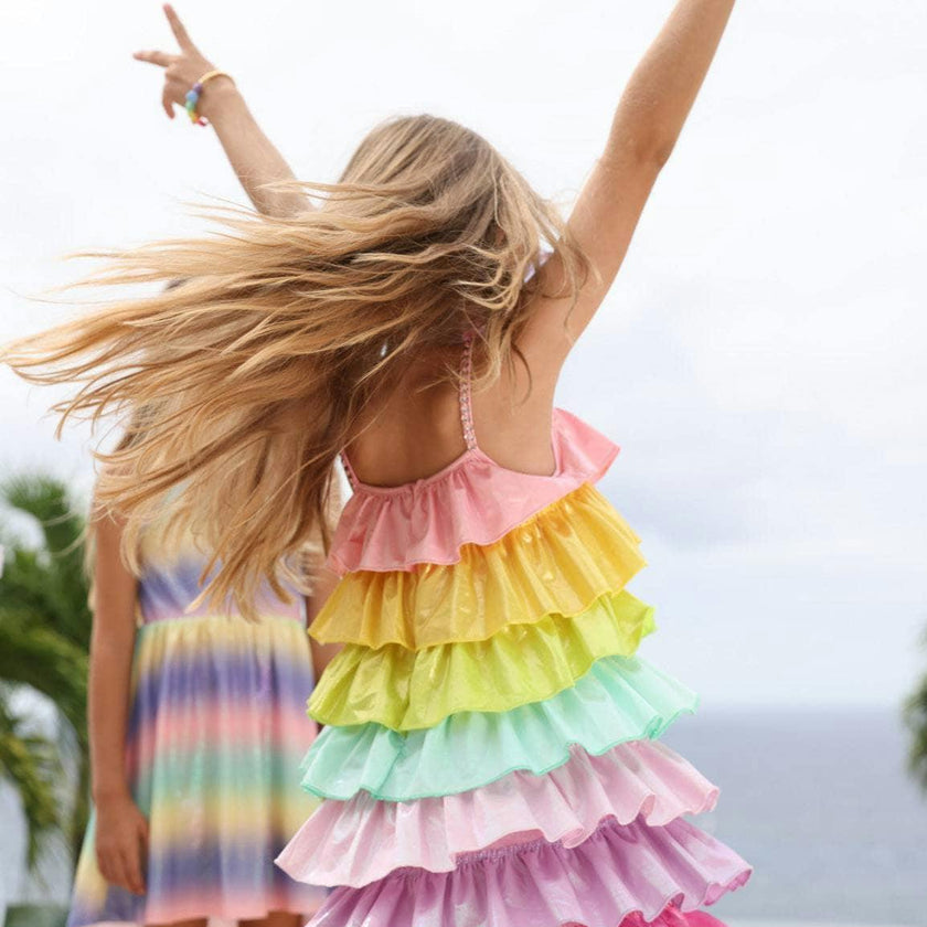 Rainbow Tiered Shimmer Dress