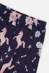 Printed Leggings Navy Unicorn Print