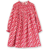 Girls Floral Print Smocked Long Sleeve Dress