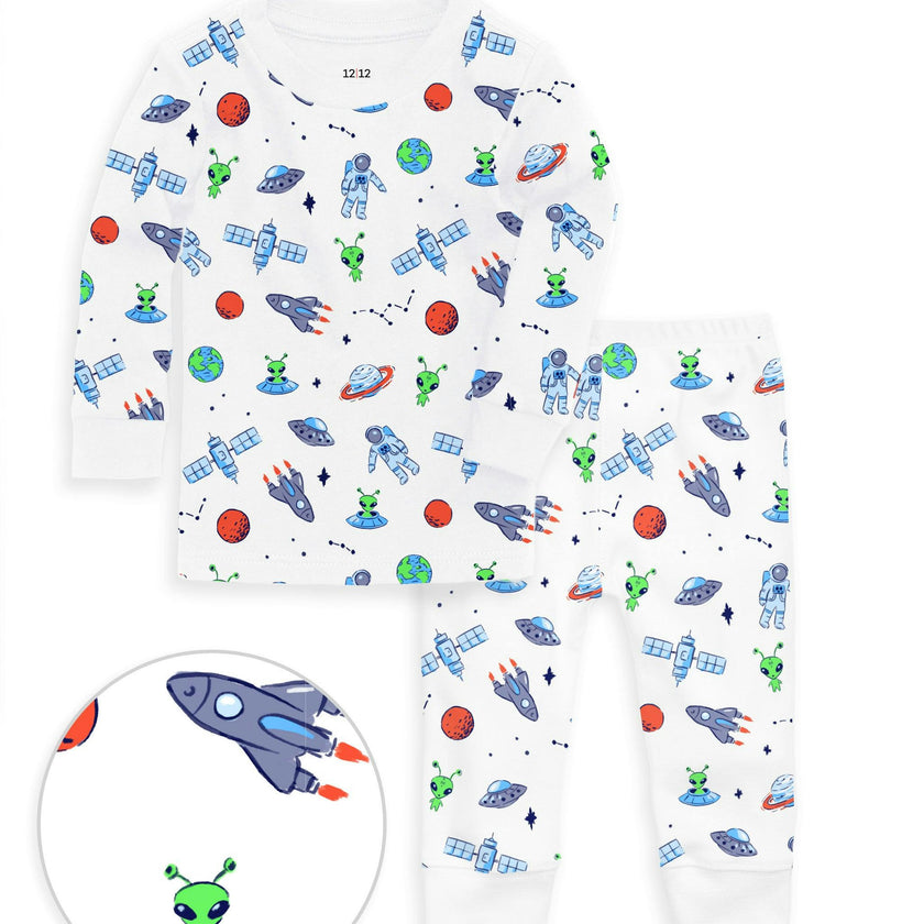The Organic Long Sleeve Pajama Set [Aliens and Astronauts]