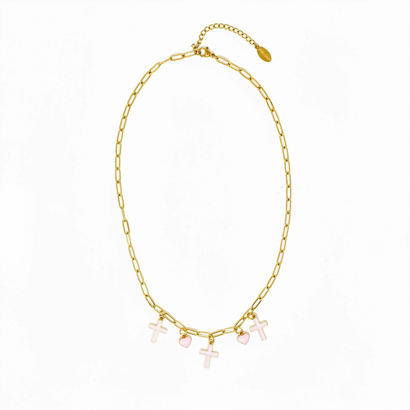 Cross & Heart Charm Necklace