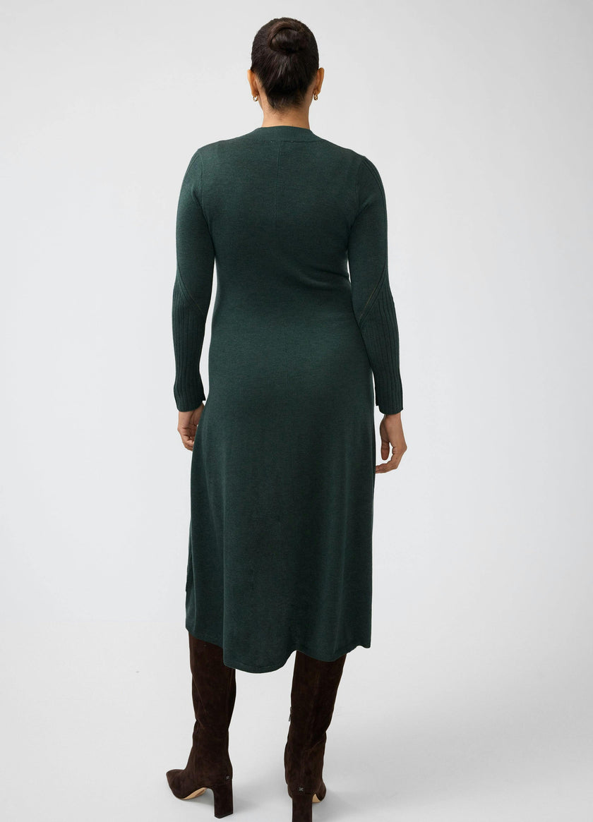 Long Sleeve Fit-and-Flare Sweater Maternity Midi Dress