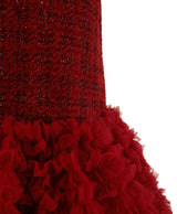 Red Tweed & Tulle Ruffle Dress