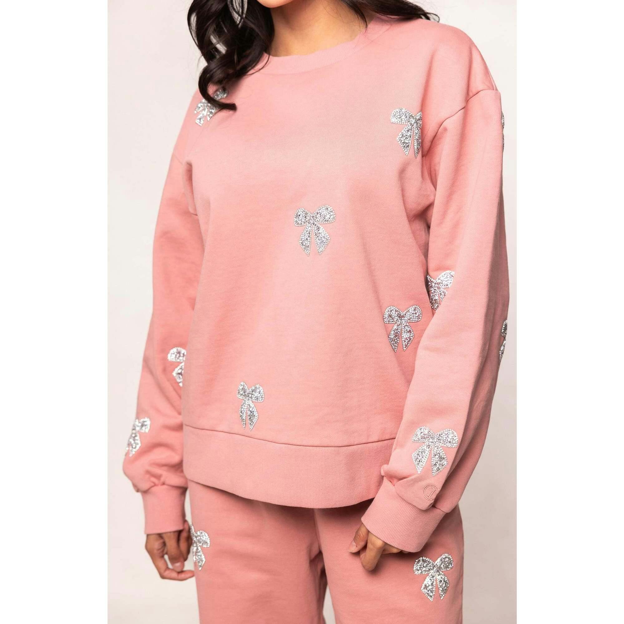 Micah Crew Neck Sweatshirt in Pink & Bows
