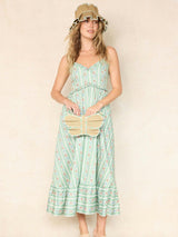 Lorna Murray x La Coqueta Sage Floral Stripe Flutterby Grass Bag