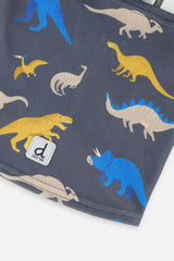 Brushed Jersey Balaclava Grey and Blue Dinosaur Print