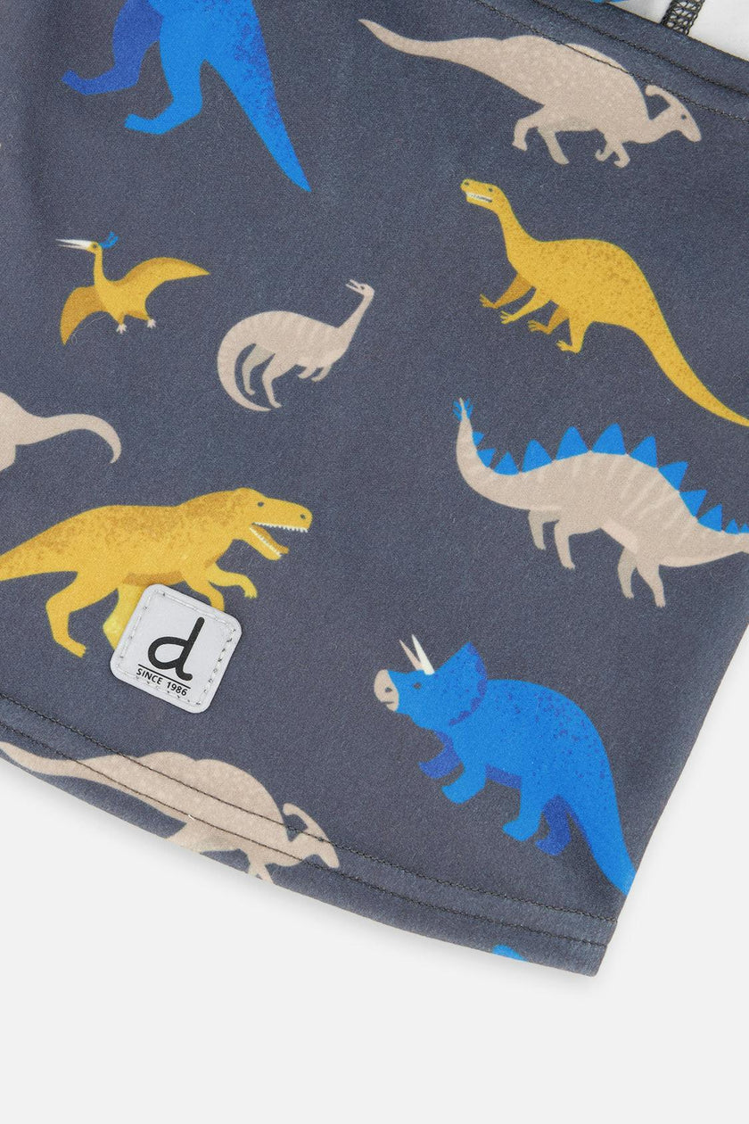 Brushed Jersey Balaclava Grey and Blue Dinosaur Print