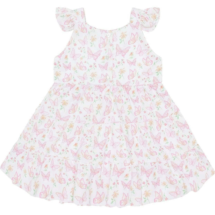 Butterflies Print Ruffle Dress