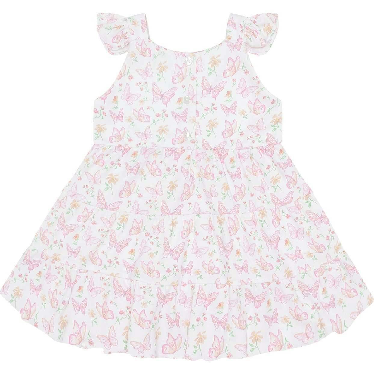 Butterflies Print Ruffle Dress