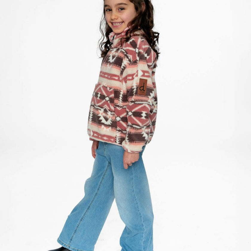 Mid-Season Plush Pullover Jacket Aztec Pink