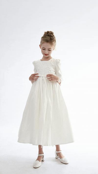 White Marindel Lace & Tulle Dress