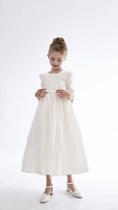 White Marindel Lace & Tulle Dress