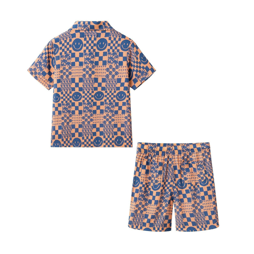 Boys Synthetic Viscose Matching Set | Geometric Smiley