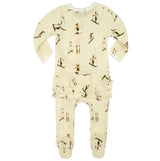 Vintage Natural Ski Organic Cotton Ruffle Zipper Footed Romper