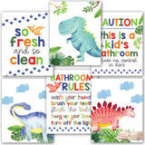10-Piece Potty Training Charts & 6-Piece Dino Bathroom Wall Art Decor Prints