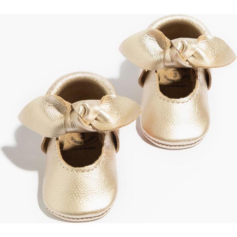 Platinum Knotted Bow Baby Shoe