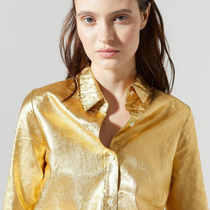 San Marino Metallic Linen Shirt - Gold