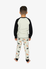 Organic Cotton Two Piece Pajama Set Beige Elk Print
