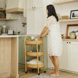 Con Handcrafted Rattan Utility Cart Trolley - Wicker