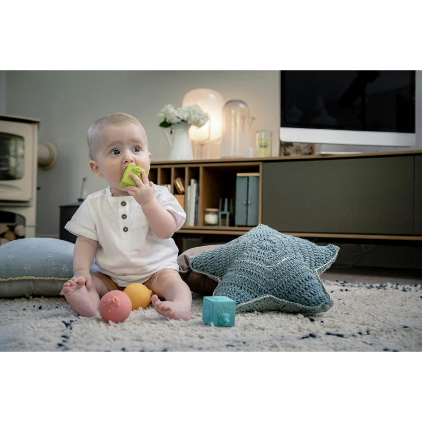 So’Pure Natural Rubber Cube & Ball Teether Set
