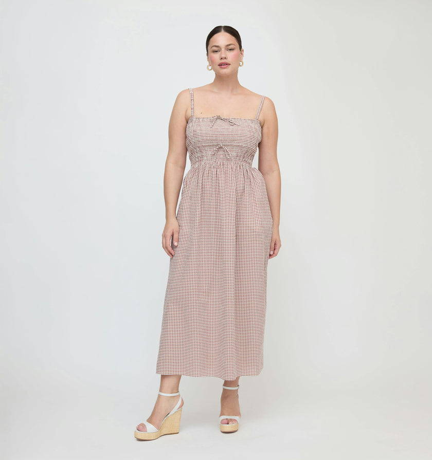 The Larissa Nap Dress - Cognac Gingham