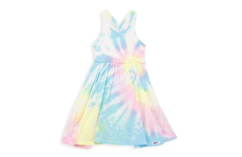 Cross Back Twirly Dress in Pastel Tie Dye