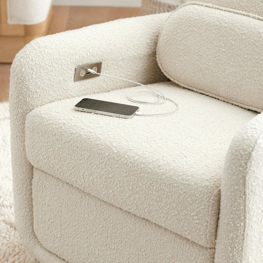 Arc Electronic Recliner and Swivel Glider in Boucle with USB port