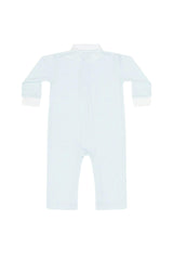 Blue Herringbone Embroidered Playsuit